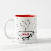 Love Coffee Personalized Two-Tone Coffee Mok (Links)