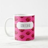 Love Coffee Red Lips Valentijnse Kusses Pattern Koffiemok (Links)