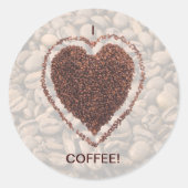 Love Coffee Ronde Sticker (Voorkant)