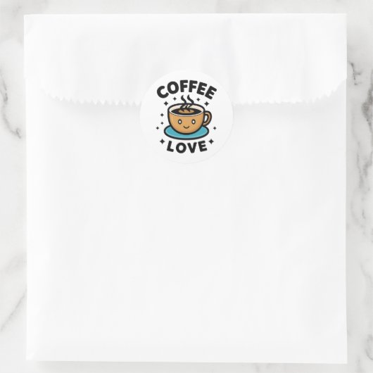 Love Coffee Ronde Sticker (Tas)