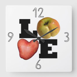 LOVE Collection Potato Kitchen Wall Clock Vierkante Klok