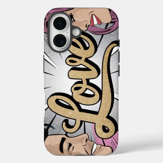 Love Comic Romantisch Afbeelding iPhone 16 Hoesje (Achterkant)