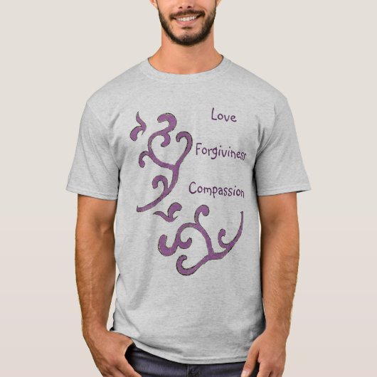 Love-Compassion-Forgisive Shirt, Organic Pattern T-shirt (Voorkant)