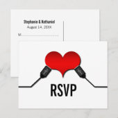 Love Connection USB RSVP Briefkaart, Red Uitnodiging Briefkaart (Voorkant / Achterkant)
