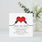 Love Connection USB Save the Date Uitnodiging, Roo Kaart (Staand voorkant)