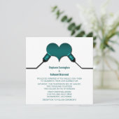 Love Connection USB Wedding Invitation, Blauwgroen Kaart (Staand voorkant)