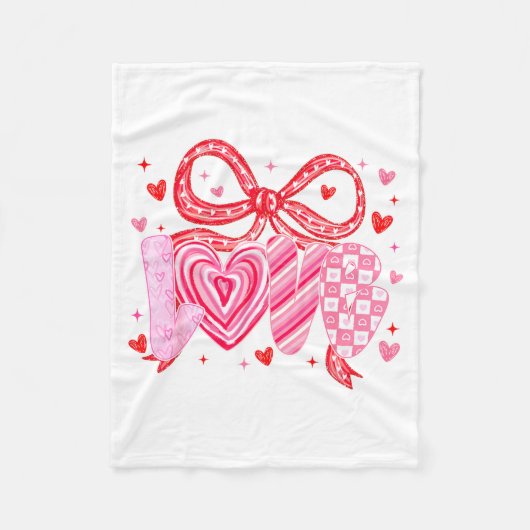 Love Coquette Bow Leopard Hearts Valentine Women G Fleece Deken (Voorkant)