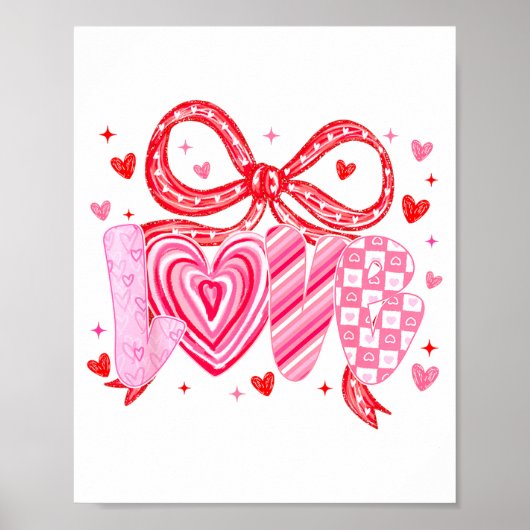 Love Coquette Bow Leopard Hearts Valentine Women G Poster (Voorkant)