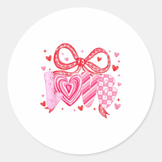 Love Coquette Bow Leopard Hearts Valentine Women G Ronde Sticker (Voorkant)
