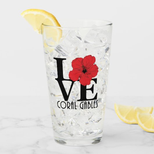 LOVE Coral Gables Red Hibiscus 11oz Glas (Voorkant ijs)