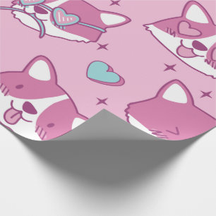 Love Corgi Heads Wrapping Paper Cadeaupapier