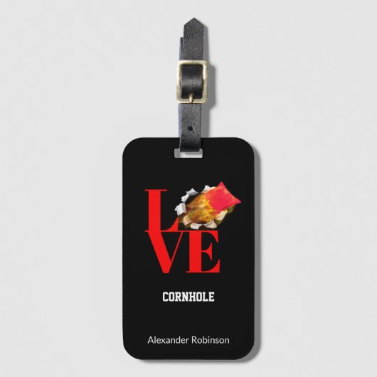 Love Cornhole Personalized Sports Bagagelabel (Voorkant (verticaal))