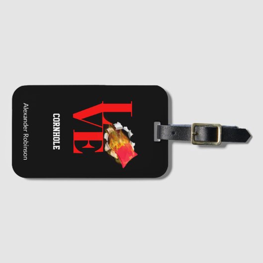 Love Cornhole Personalized Sports Bagagelabel (Voorkant (horizontaal))