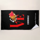 Love Cornhole Personalized Sports Strandlaken (Voorkant)