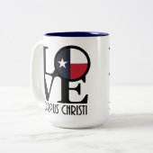 LOVE Corpus Christi 15oz Tweekleurige Koffiemok (Voorkant links)