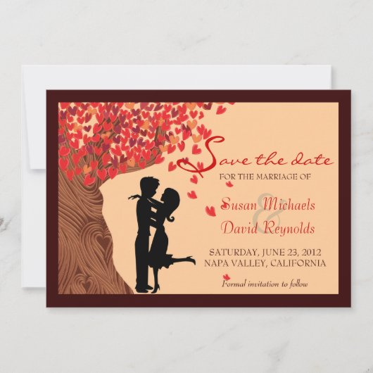 Love Coule Falling Hearts Oak Tree Save the Date (Voorkant)