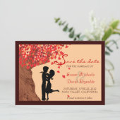 Love Coule Falling Hearts Oak Tree Save the Date (Staand voorkant)