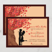 Love Coule Falling Hearts Oak Tree Save the Date (Voorkant / Achterkant)