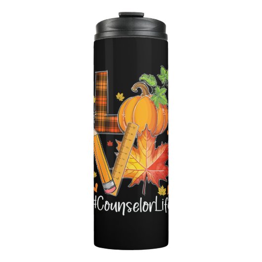 LOVE Counselor Life Fall Leaves Autumn Season Pump Thermosbeker (Voorkant)