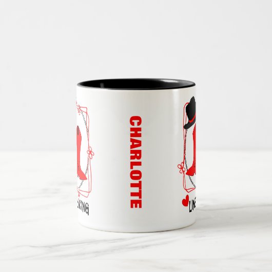 Love Country Line Dansant Cute Personalized Tweekleurige Koffiemok (Center)