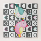 Love Couple Birds Jigzaag Puzzle Hearts Romantic Legpuzzel (Horizontaal)