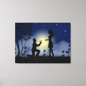 Love Couple Modern Verloving Silhouetten Canvas Afdruk (Voorkant)