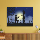 Love Couple Modern Verloving Silhouetten Canvas Afdruk (Insitu (Woonkamer))