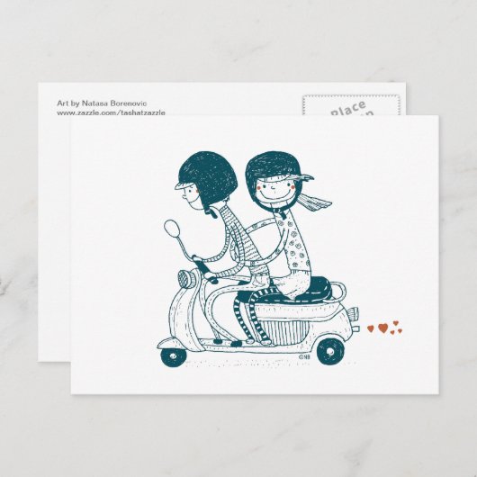 Love Couple on Drawing Briefkaart (Voorkant / Achterkant)