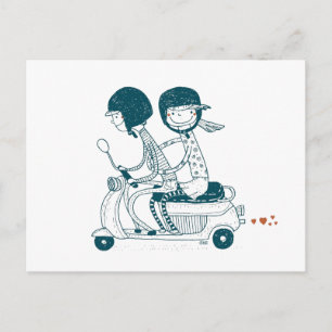 Love Couple on Drawing Briefkaart