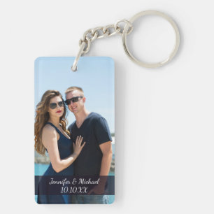 Love Couple Photo Names and Date Sleutelhanger