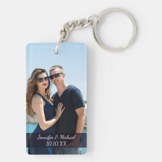 Love Couple Photo Names and Date Sleutelhanger (achterkant)