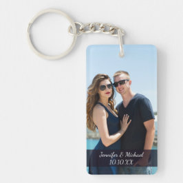Love Couple Photo Names and Date Sleutelhanger