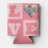 Love Couple Photo Pink Hearts Pattern Valentijns Blikjeskoeler (Voorkant)