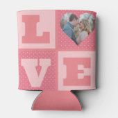 Love Couple Photo Pink Hearts Pattern Valentijns Blikjeskoeler (Achterkant)