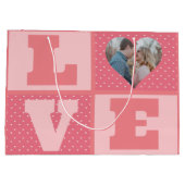 Love Couple Photo Pink Hearts Pattern Valentijns Groot Cadeauzakje (Achterkant)