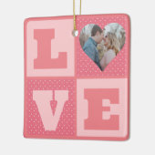 Love Couple Photo Pink Hearts Pattern Valentijns Keramisch Ornament (Links)