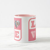 Love Couple Photo Pink Hearts Pattern Valentijns Mok (Midden)