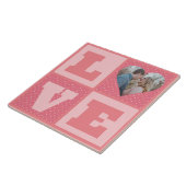 Love Couple Photo Pink Hearts Pattern Valentijns Tegeltje (Zijkant)