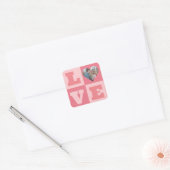 Love Couple Photo Pink Hearts Pattern Valentijns Vierkante Sticker (Envelop)