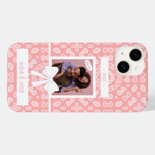Love Couple Photo roze Hearts Pattern Case-Mate iPhone Case (Achterkant (horizontaal))