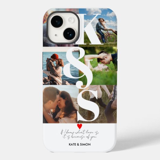 Love Couples Foto Collage Persoonlijk Monogram Case-Mate iPhone Case (Achterkant)