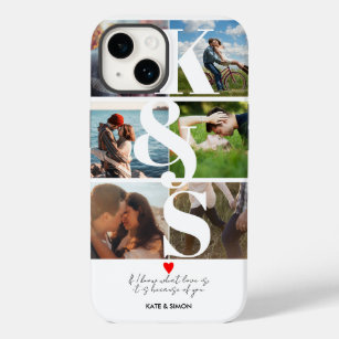 Love Couples Foto Collage Persoonlijk Monogram Case-Mate iPhone 14 Hoesje