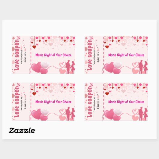 Love coupon rechthoekige sticker (Vel)