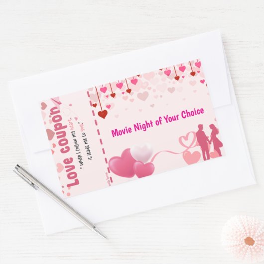 Love coupon rechthoekige sticker (Envelop)