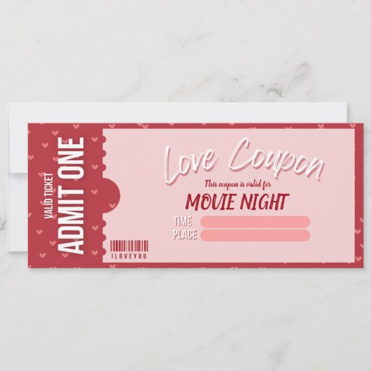 Love Coupon Valentine's Day Card Kaart (Voorkant)