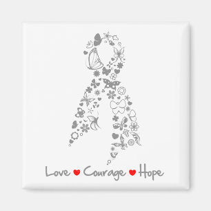 Love Courage Hope Butterfly - Brain Cancer Magneet
