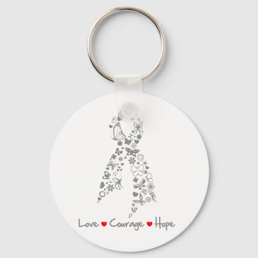 Love Courage Hope Butterfly - Brain Cancer Sleutelhanger (Voorkant)