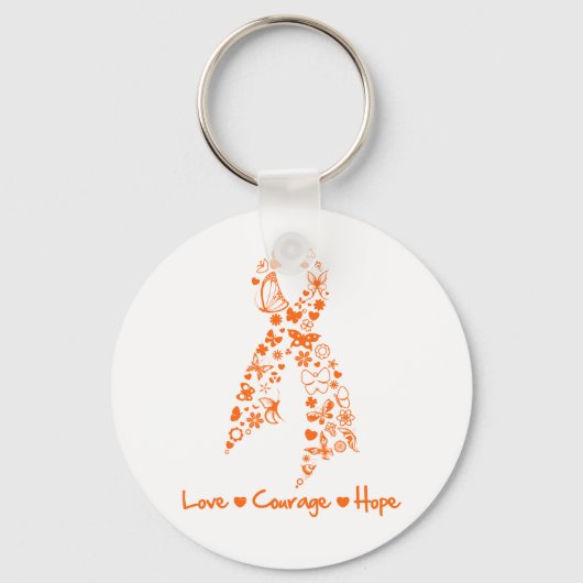 Love Courage Hope Butterfly - Leukemie Sleutelhanger (Voorkant)