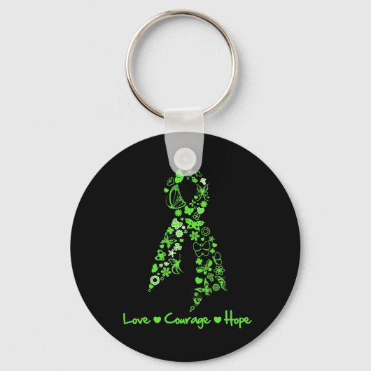 Love Courage Hope Butterfly - Non-Hodgkins Lymphom Sleutelhanger (Voorkant)