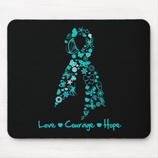 Love Courage Hope Butterfly - Ovarian Cancer Muismat (Voorkant)